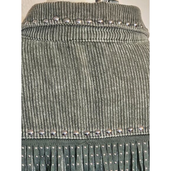 Studded Fringe Corduroy Jacket Green Snap Button Closure By Blue B Collection Si - Picture 5 of 15